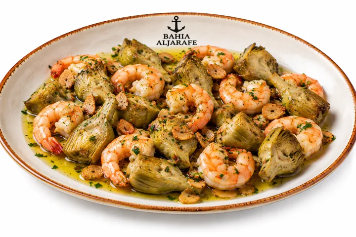 Alcachofitas con gambas